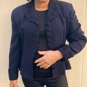 Zelda 2 Piece Navy Suit with Beading